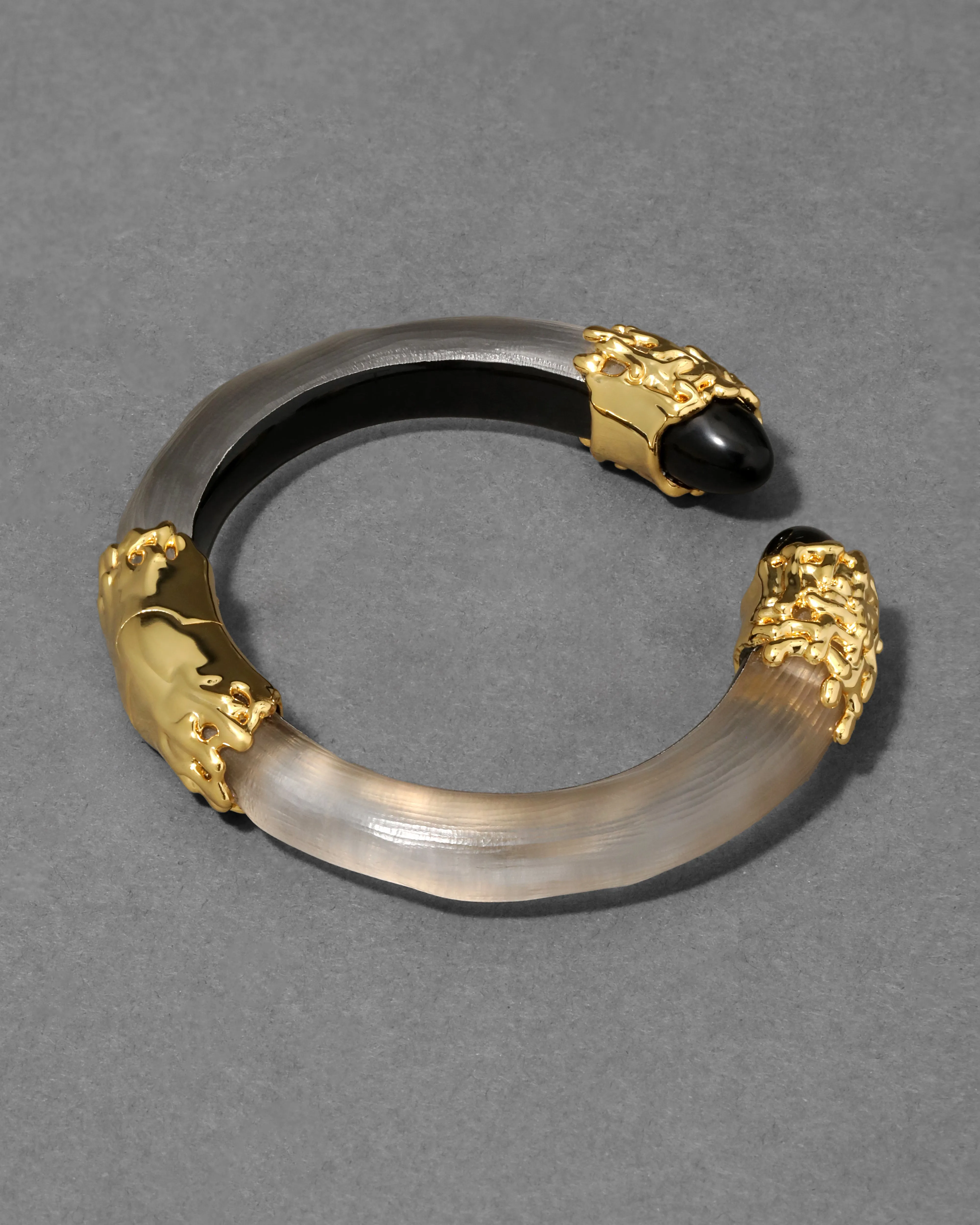Lucite Brut Black Obsidian Hinge Bracelet- Warm Grey sold by Alexis Bittar product image thumbnail 4
