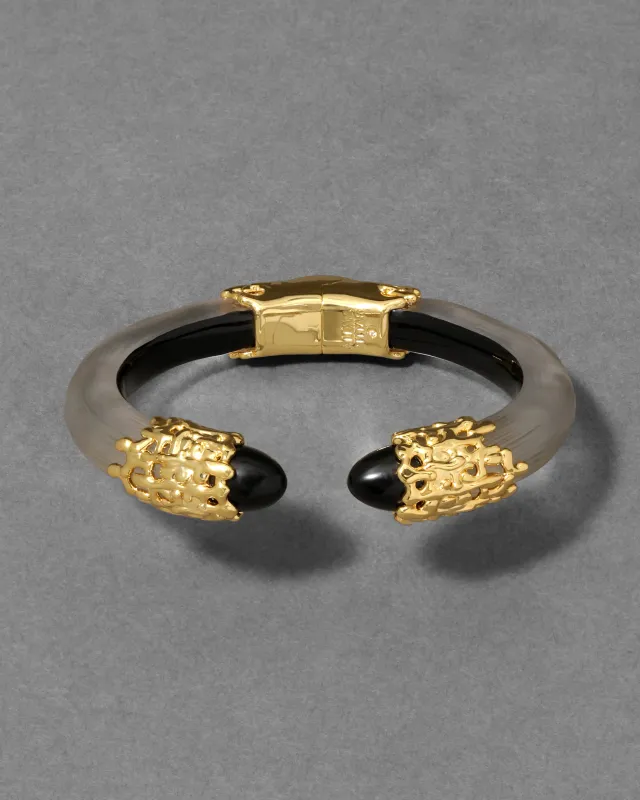 Lucite Brut Black Obsidian Hinge Bracelet- Warm Grey sold by Alexis Bittar