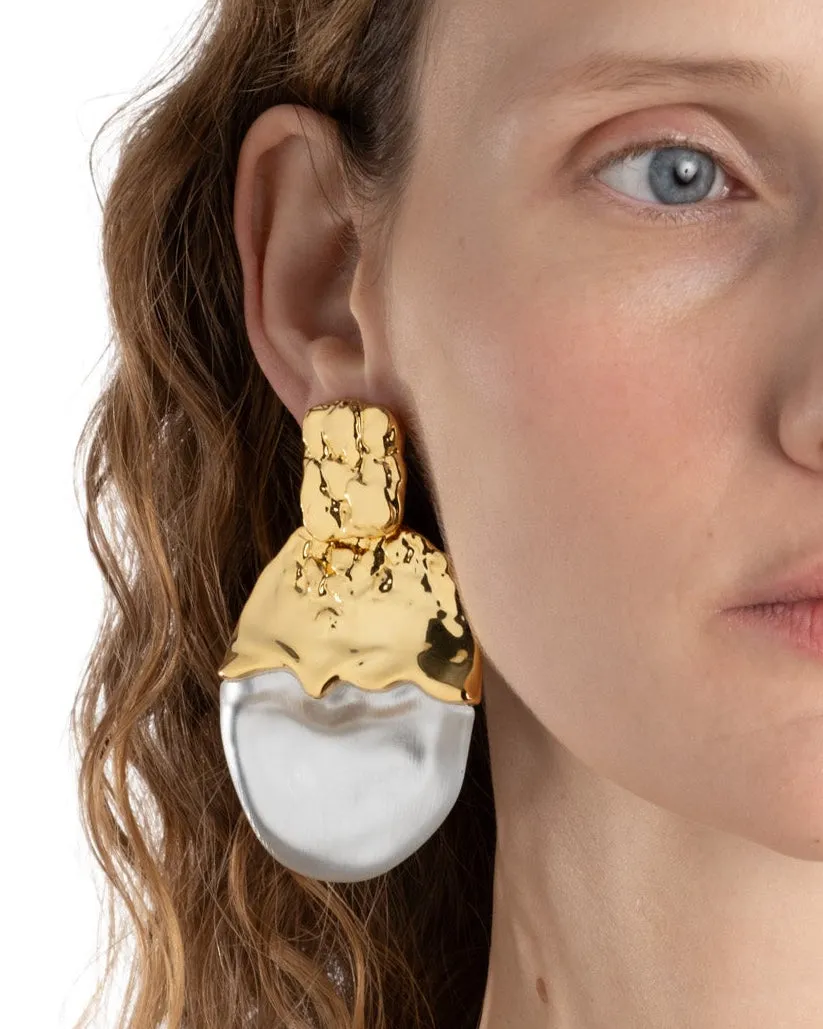 Lucite Brut Gilded Disc Clip Earring- Silver sold by Alexis Bittar product image thumbnail 5