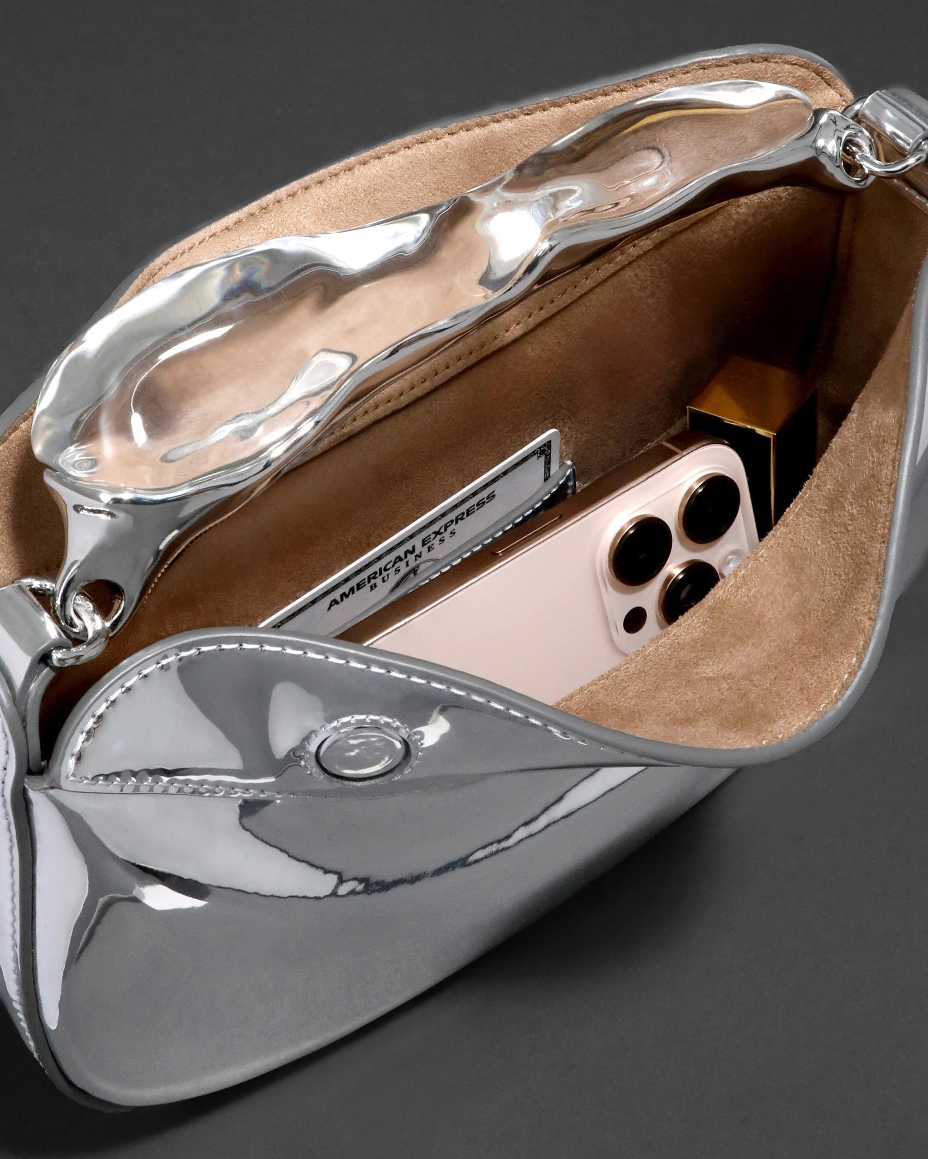 Water Stone Top Handle Clutch- Chrome sold by Alexis Bittar product image thumbnail 5