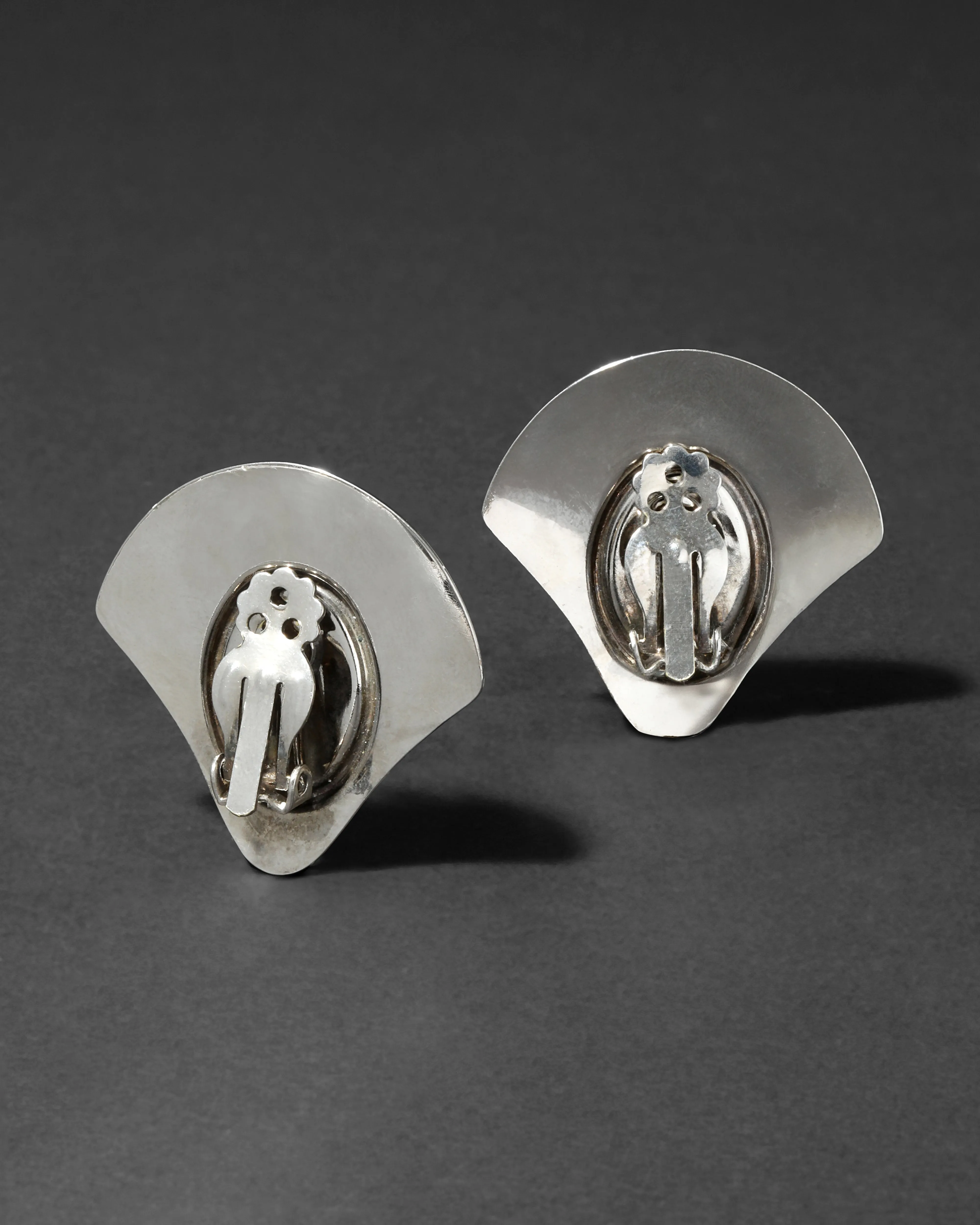 Vintage 1980s Sterling Silver & Ebony Modernist Clip Earring sold by Alexis Bittar product image thumbnail 2