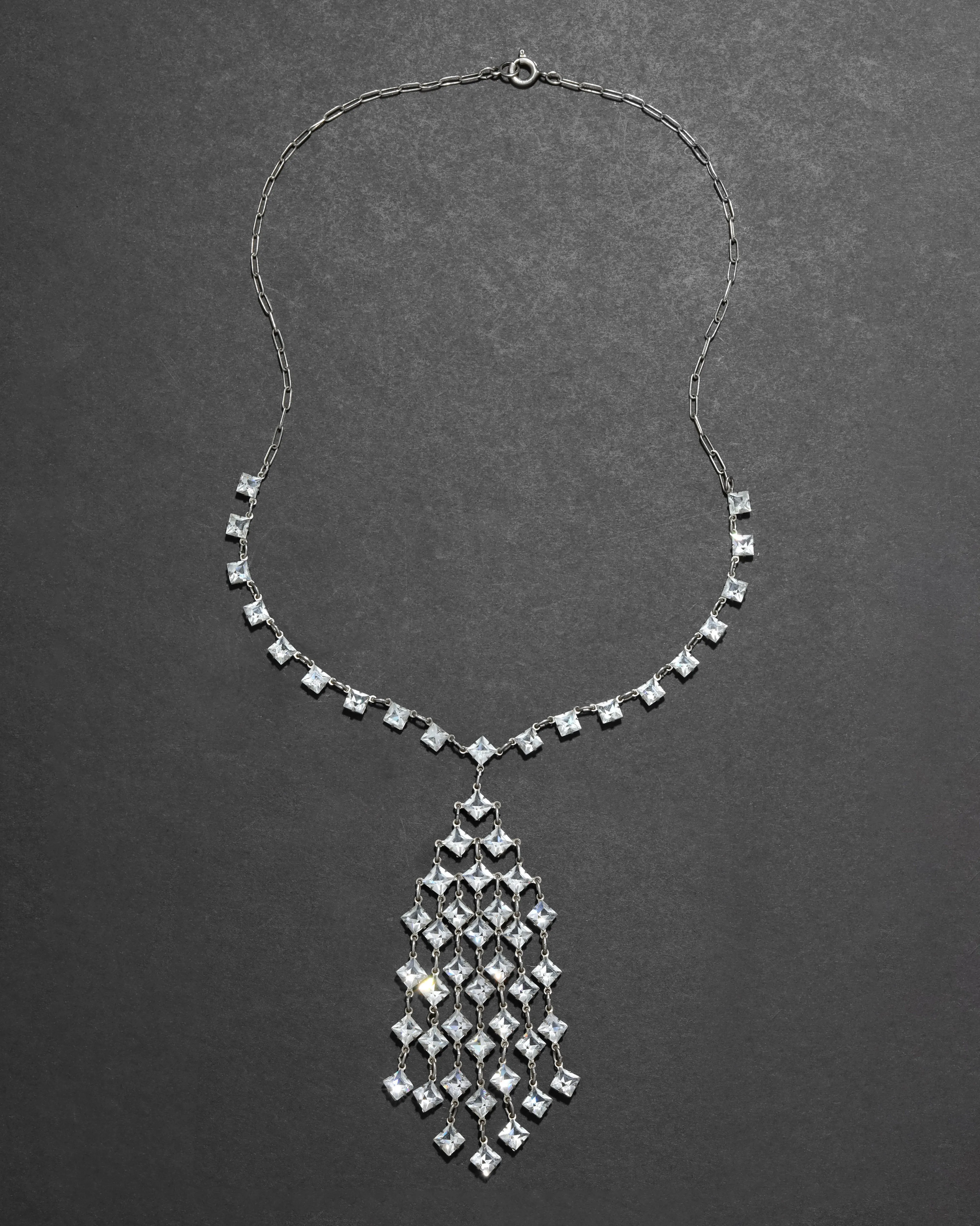 Vintage 1930s Sterling Silver & Hand Cut Quartz Pendant Necklace sold by Alexis Bittar product image thumbnail 2