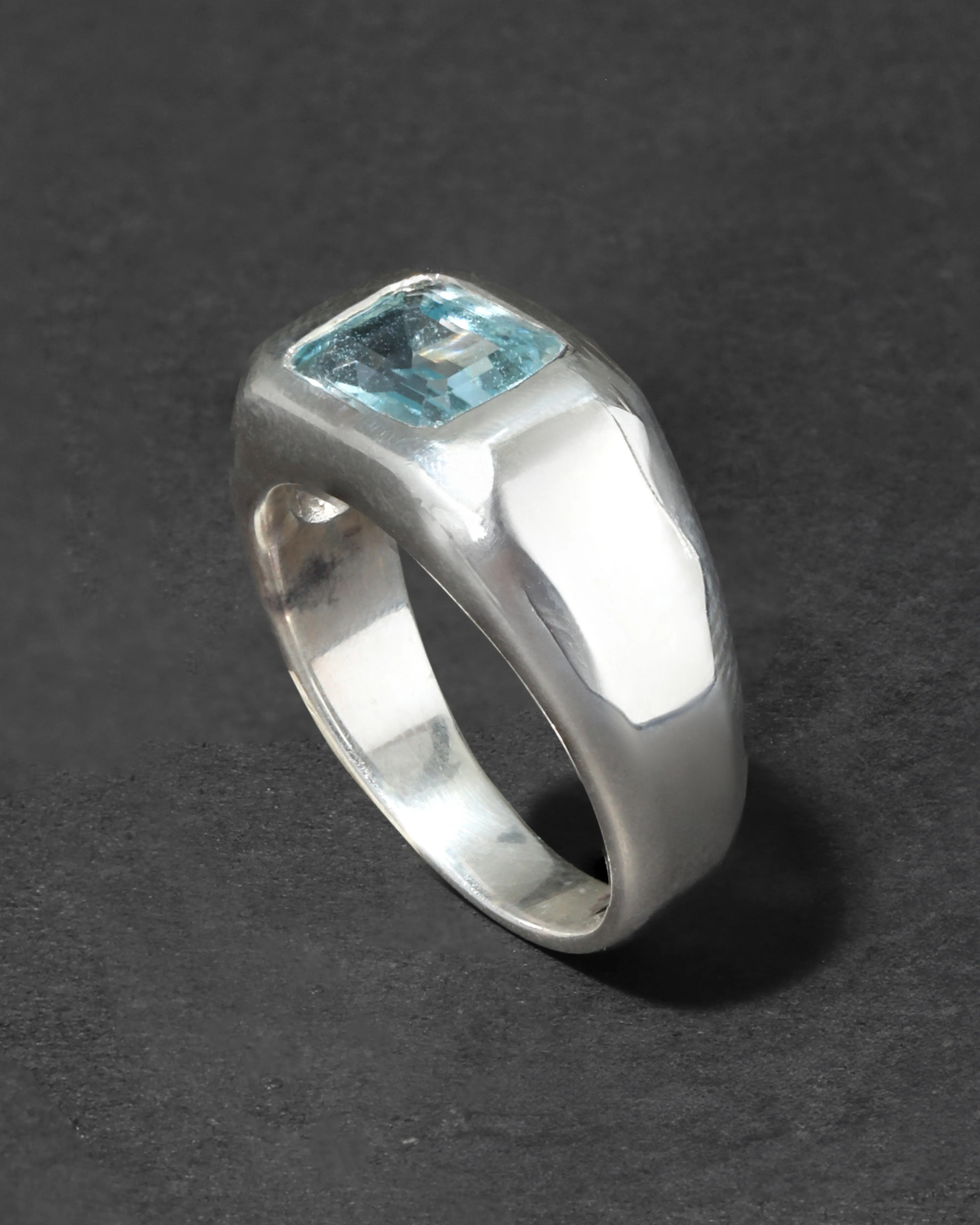 Vintage 1980s Sterling Silver & Blue Topaz Men's Ring sold by Alexis Bittar