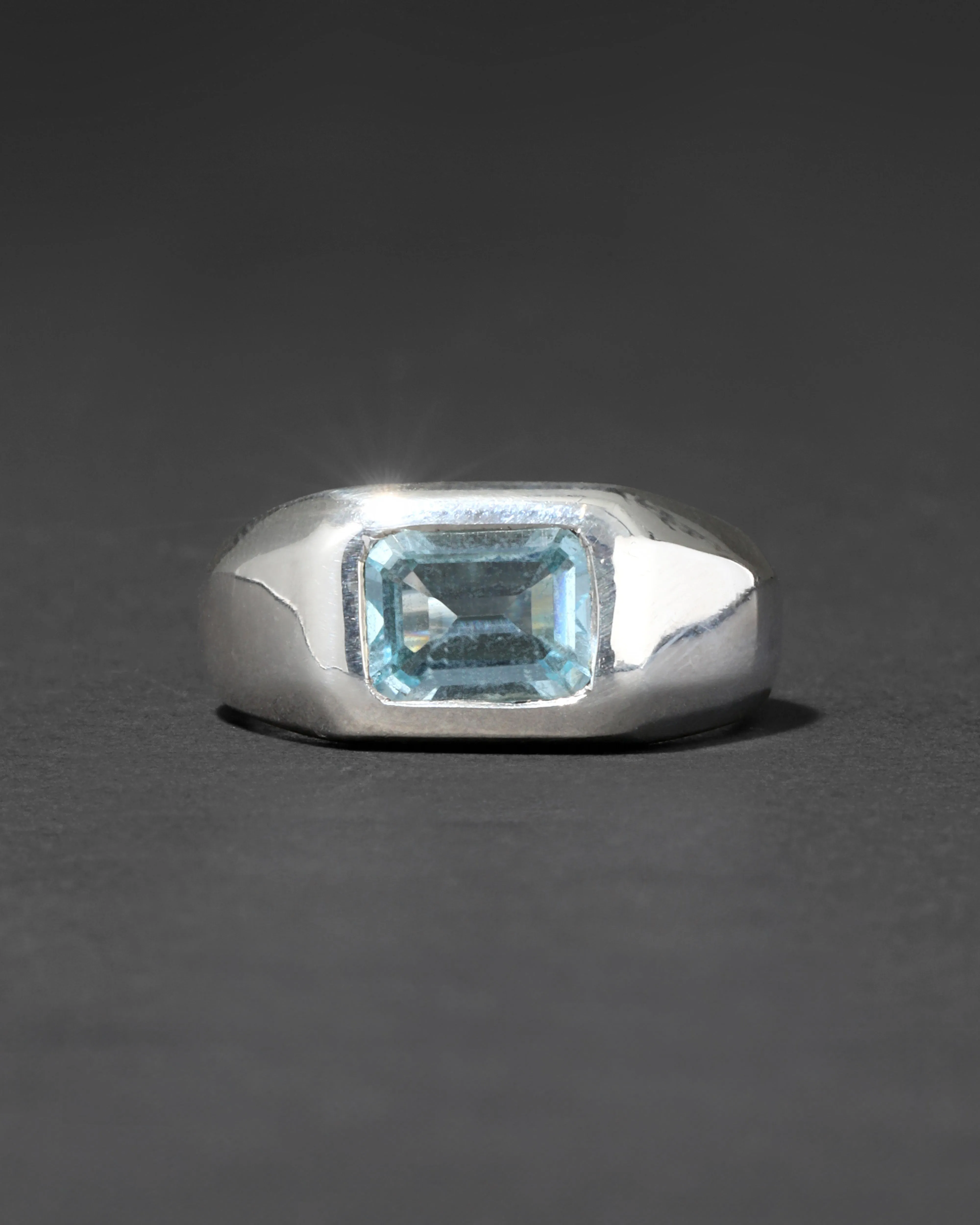 Vintage 1980s Sterling Silver & Blue Topaz Men's Ring sold by Alexis Bittar product image thumbnail 2