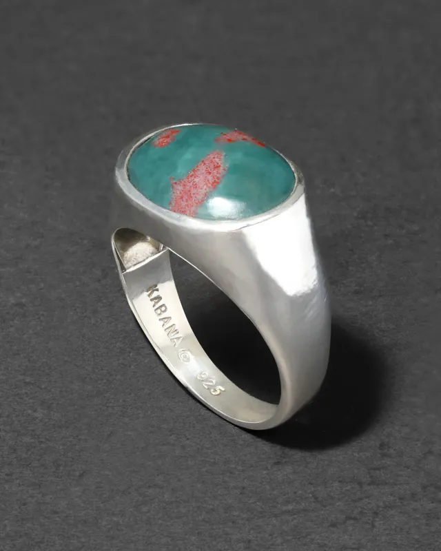 Vintage 1980s Sterling Silver & Bloodstone Men's Ring made by Alexis Bittar