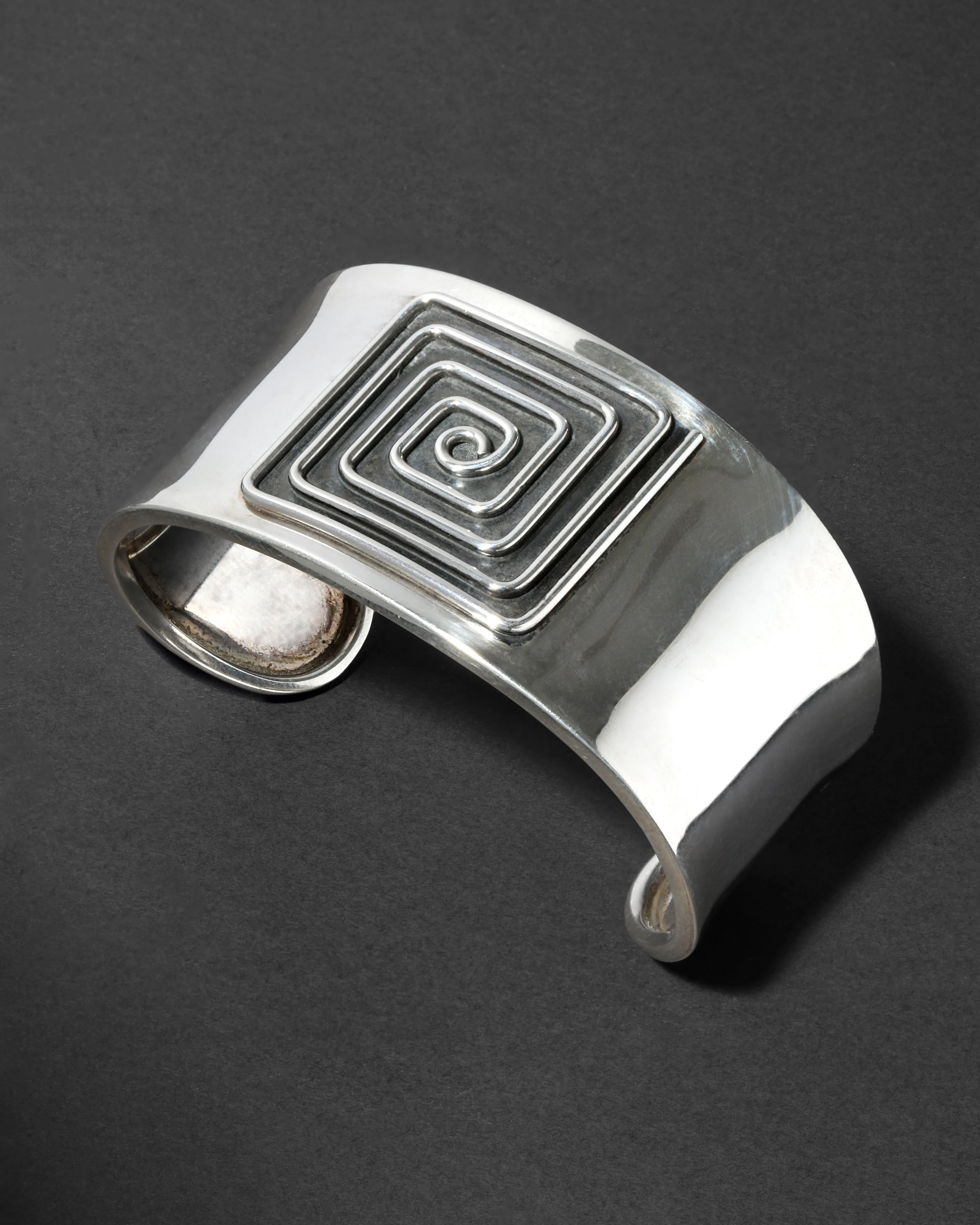 Vintage 1980s Mexican Sterling Silver Modernist Spiral Cuff Bracelet sold by Alexis Bittar