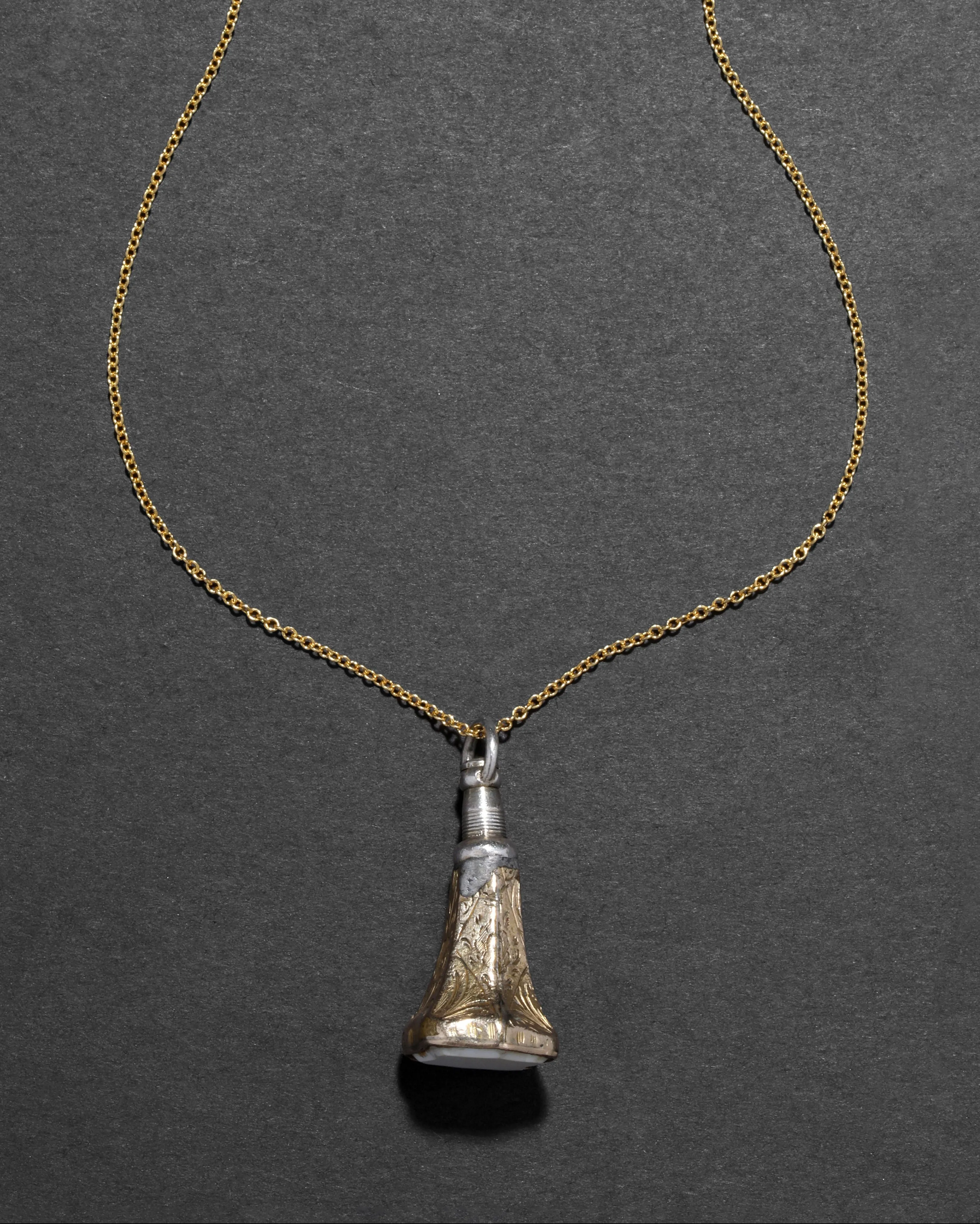 Antique Victorian 1800s 14k Gold FIll & White Onyx Watch Fob Necklace sold by Alexis Bittar