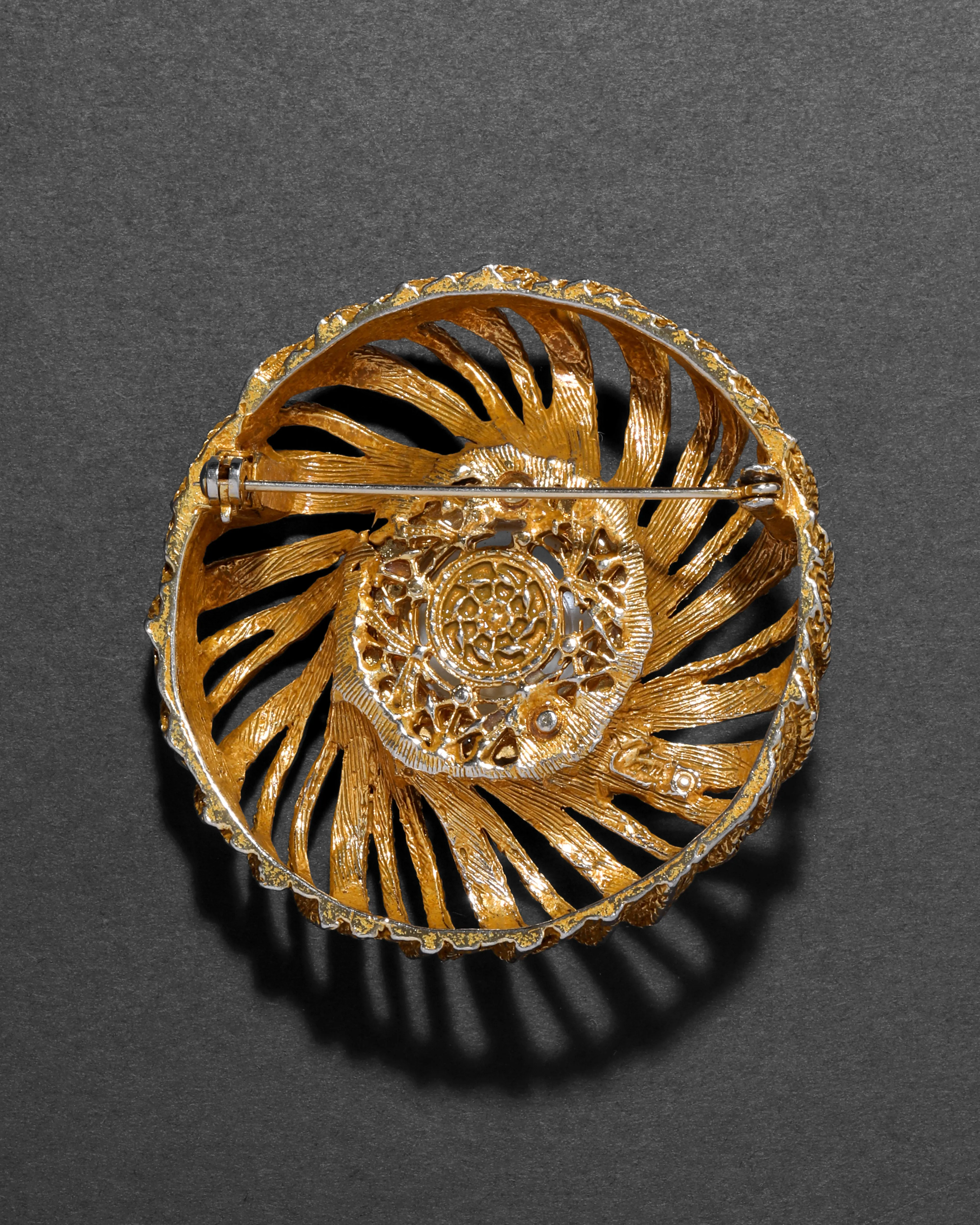 Vintage 1960s Brass Cuori Costume Jewelry Pin sold by Alexis Bittar product image thumbnail 2