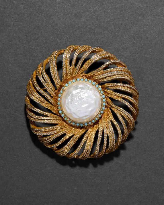 Vintage 1960s Brass Cuori Costume Jewelry Pin made by Alexis Bittar