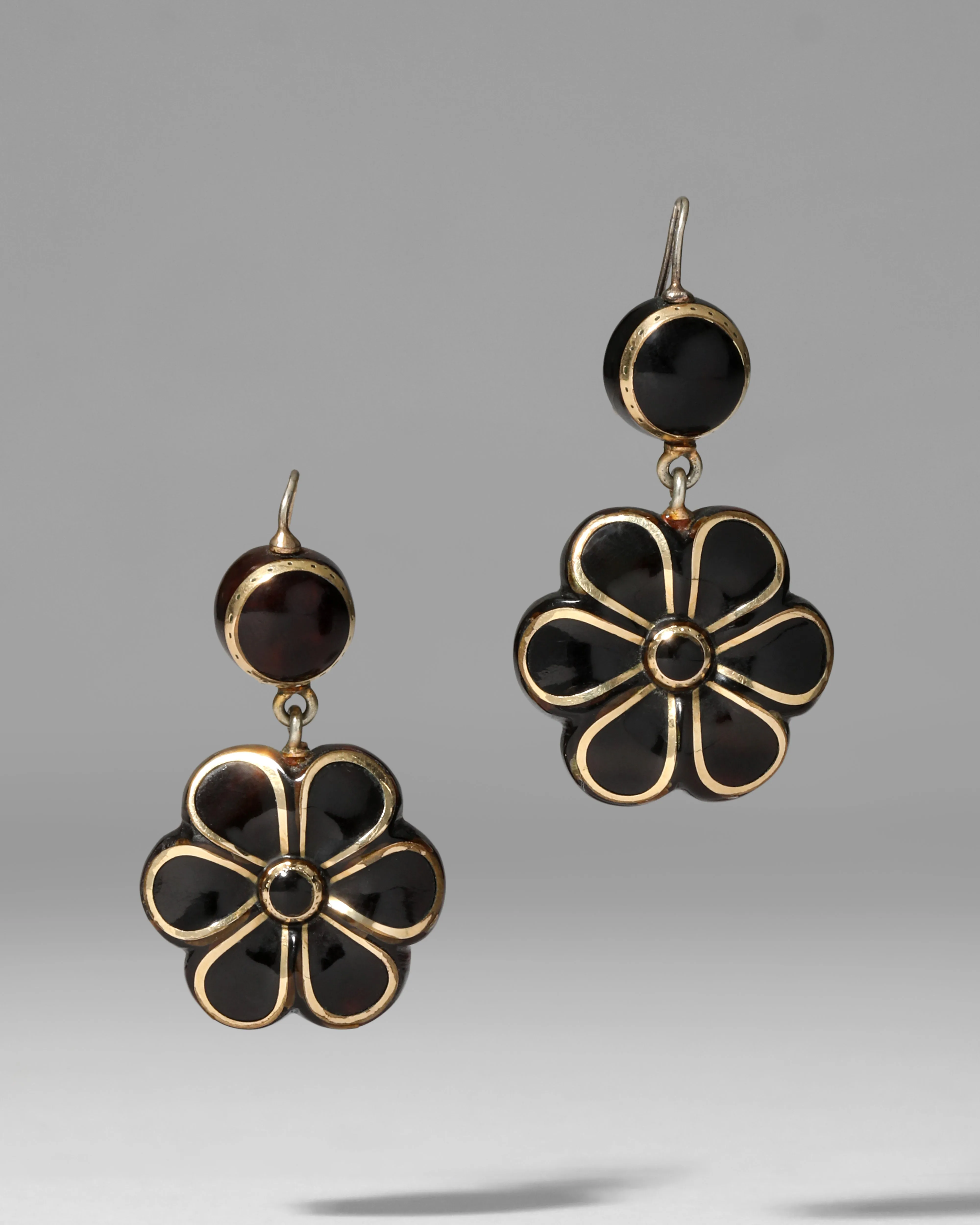 Antique 1800s 14k Gold & Tortoise Pique Earring sold by Alexis Bittar