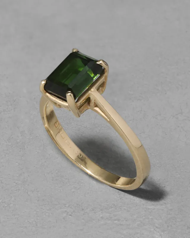 Vintage 1980s 14k Gold & Emerald Cut Green Tourmaline Ring sold by Alexis Bittar