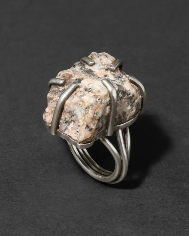 Vintage 1970s Sterling Silver & Astrophylite Handmade Brutalist Ring made by Alexis Bittar