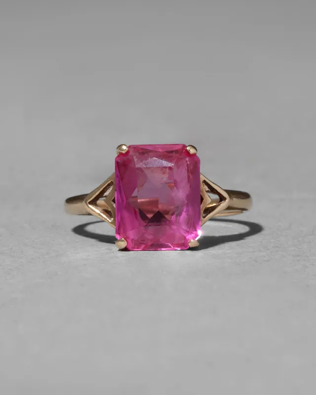 Vintage 1980s 10k Gold & Ruby Crystal Cocktail Ring made by Alexis Bittar
