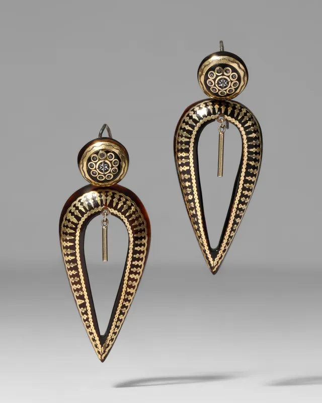 Antique 1800s 14k Gold with Tortoise Earring made by Alexis Bittar