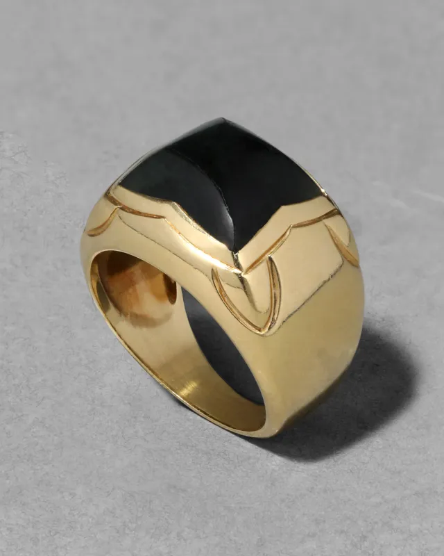 Vintage 1940s 18k Gold & Pyramid Cut Green Tourmaline Band Ring sold by Alexis Bittar