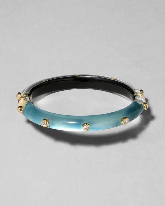 Crystal Studded Lucite Hinge Bracelet- Metallic Sky made by Alexis Bittar