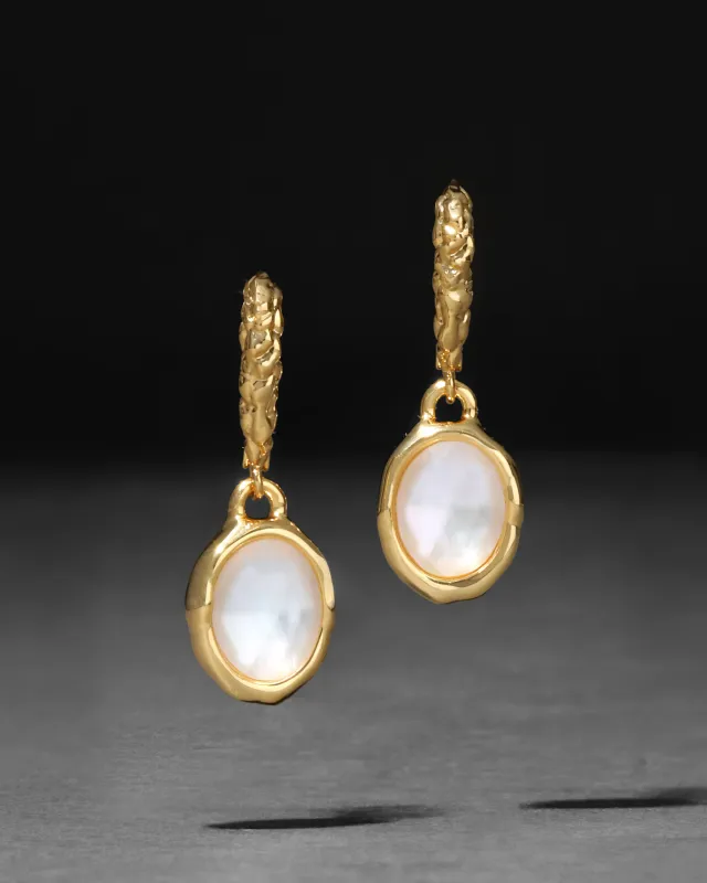Brut Gold Linear Drop Earring- White Mother of Pearl made by Alexis Bittar
