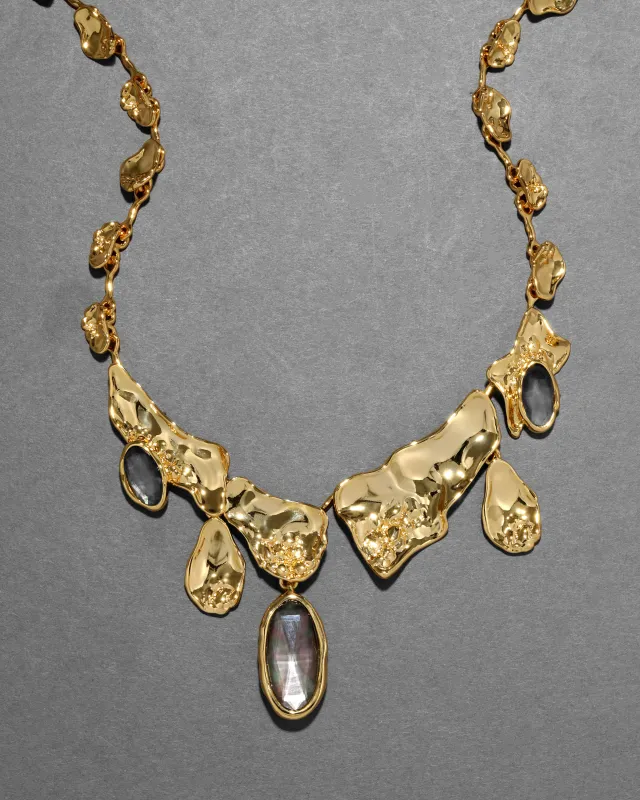 Brut Gold Reef Bib Necklace- Black Mother of Pearl made by Alexis Bittar