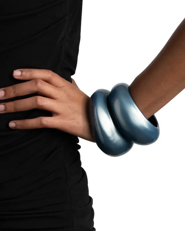 Puffy Lucite Tapered Bangle Bracelet- Metallic Sky made by Alexis Bittar