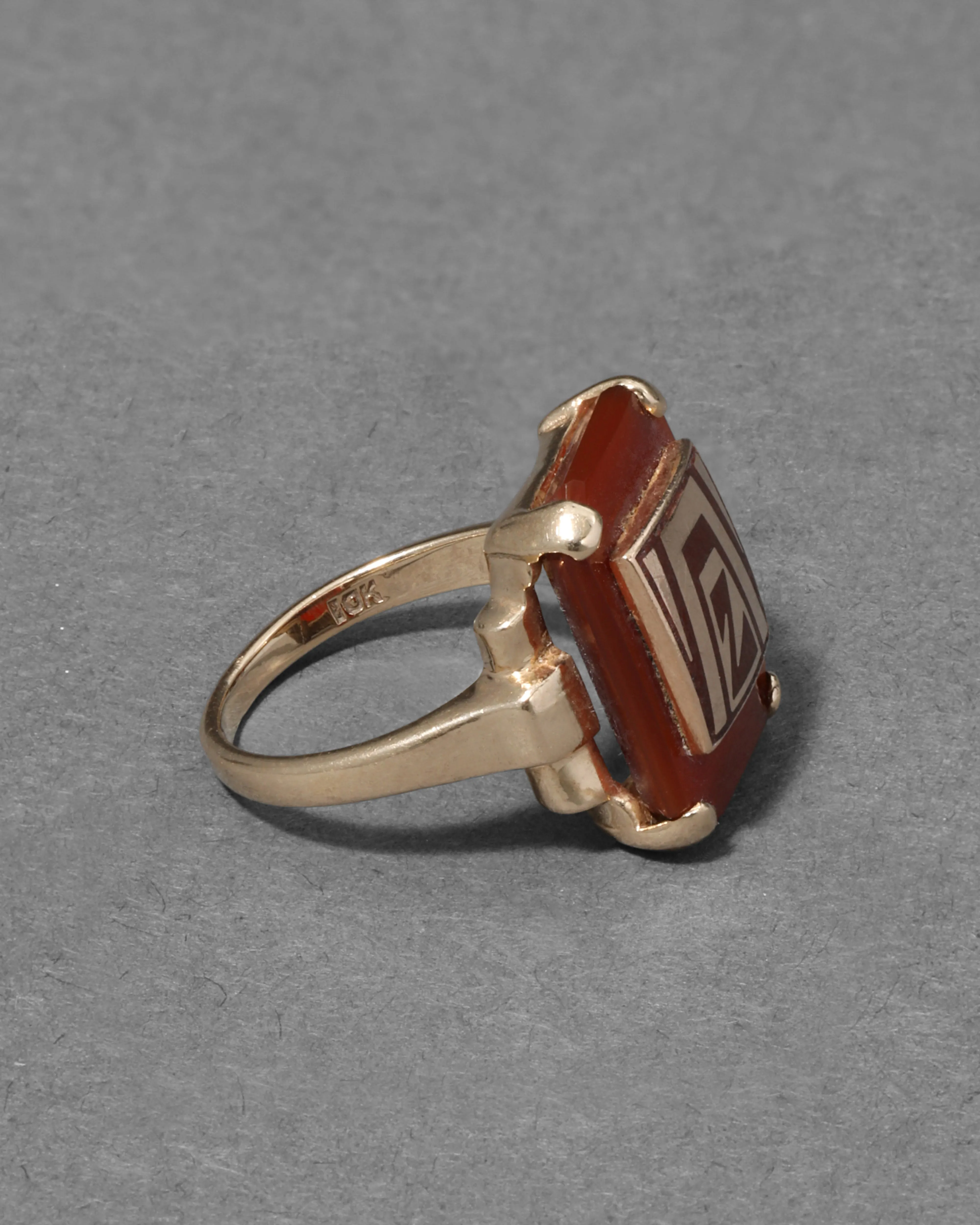 Vintage 1930s 10k Gold with Custom Cut Sardonyx Deco Ring sold by Alexis Bittar product image thumbnail 3