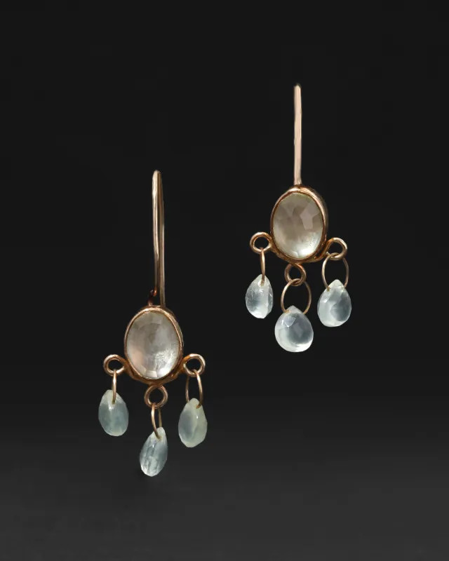 Vintage 1990s 14k Gold Prehnite Handmade Briolette Earring made by Alexis Bittar