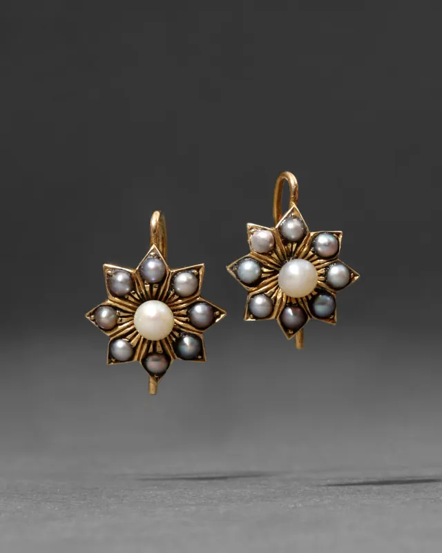 Antique 1800s 14k Gold & Natural Pearl Star Earring made by Alexis Bittar