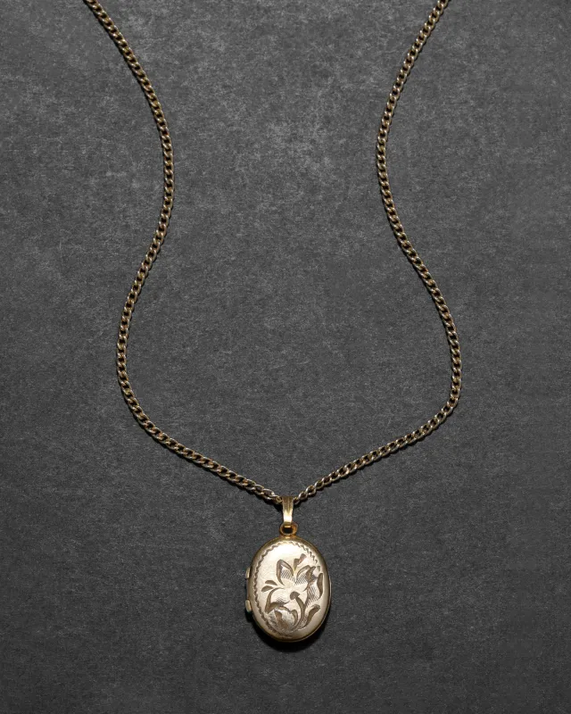 Antique 1920s 14k Gold Fill Petite Locket Necklace made by Alexis Bittar