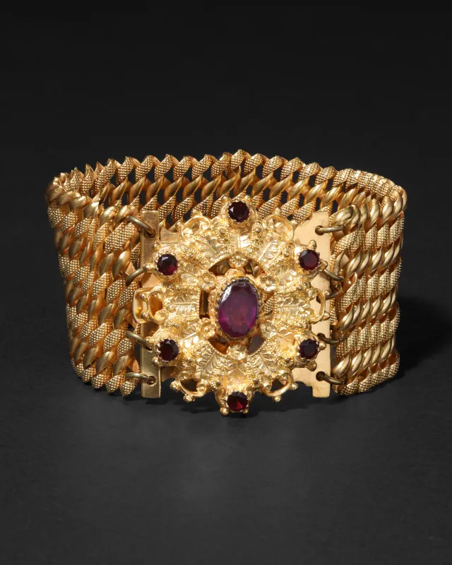 Antique Georgian Late 1700s 14k Gold Fill & Garnet Crystal Bracelet made by Alexis Bittar