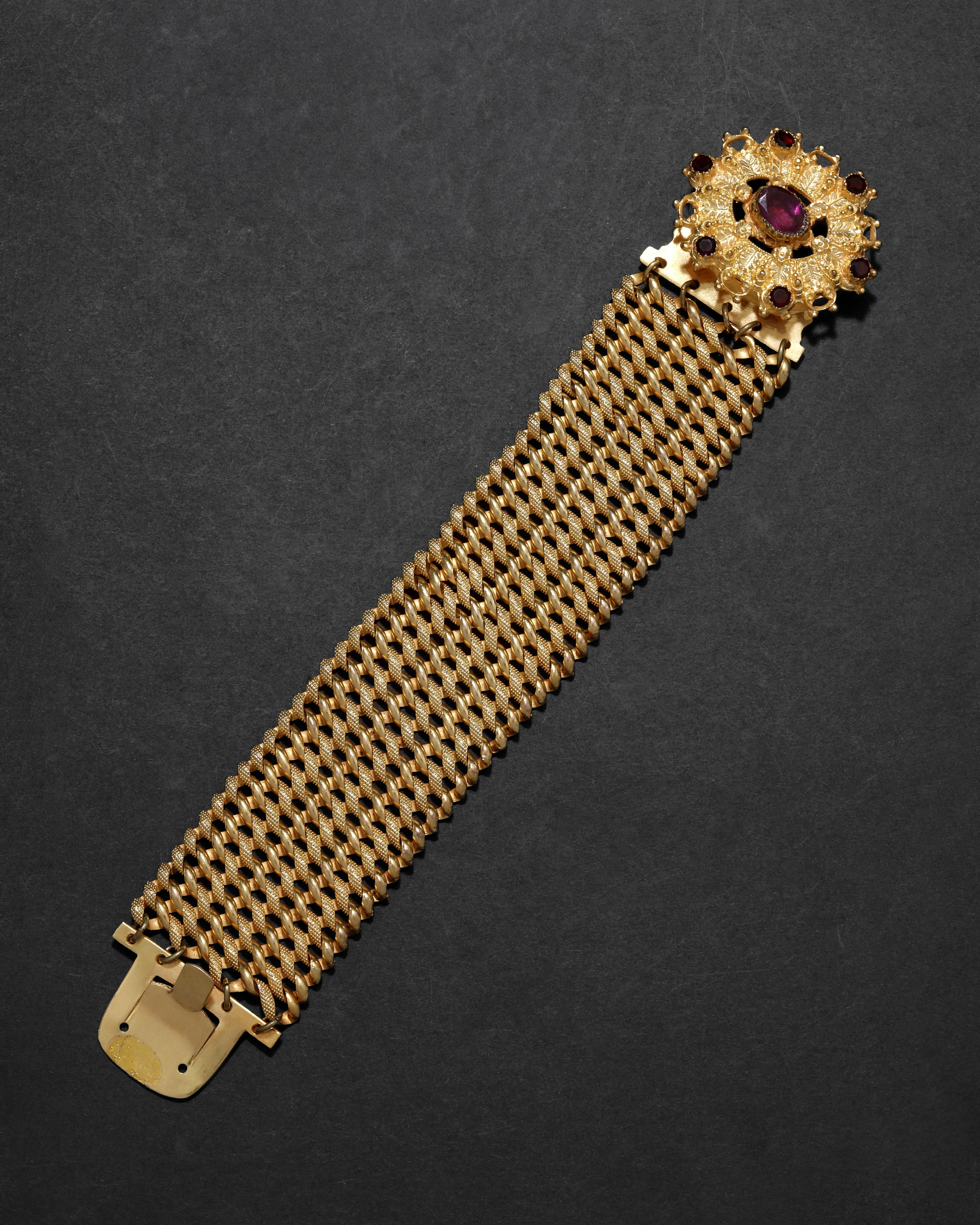 Antique Georgian Late 1700s 14k Gold Fill & Garnet Crystal Bracelet sold by Alexis Bittar product image thumbnail 2