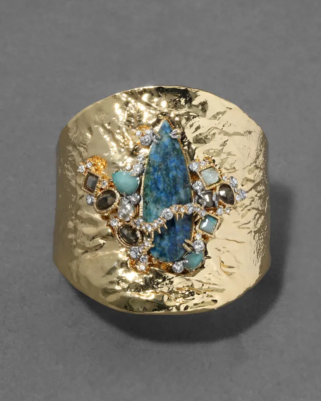 Archive Large Chrysocolla Pear Crystal Cluster Cuff Bracelet made by Alexis Bittar