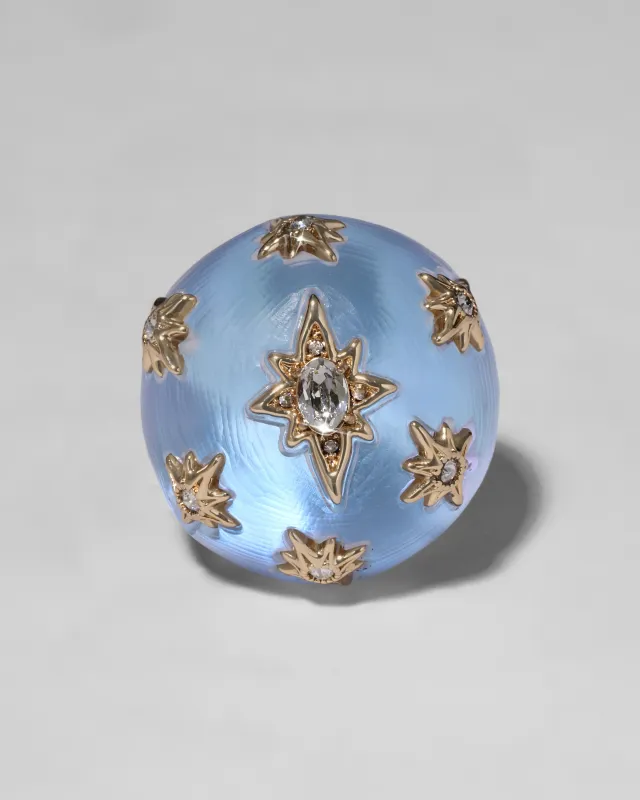 Luminous Lucite Starburst Studded Cocktail Ring- Opal made by Alexis Bittar