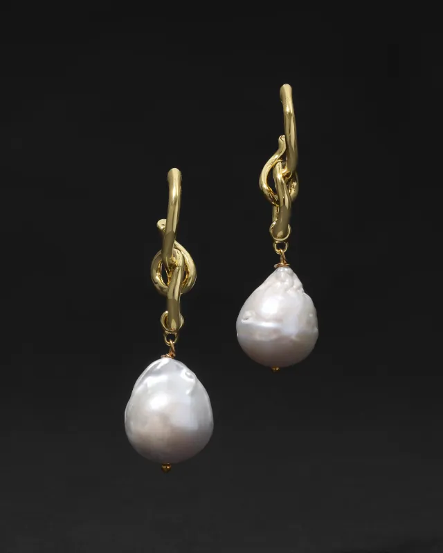 Asterales Knot Post Drop Earring- Baroque Pearl made by Alexis Bittar