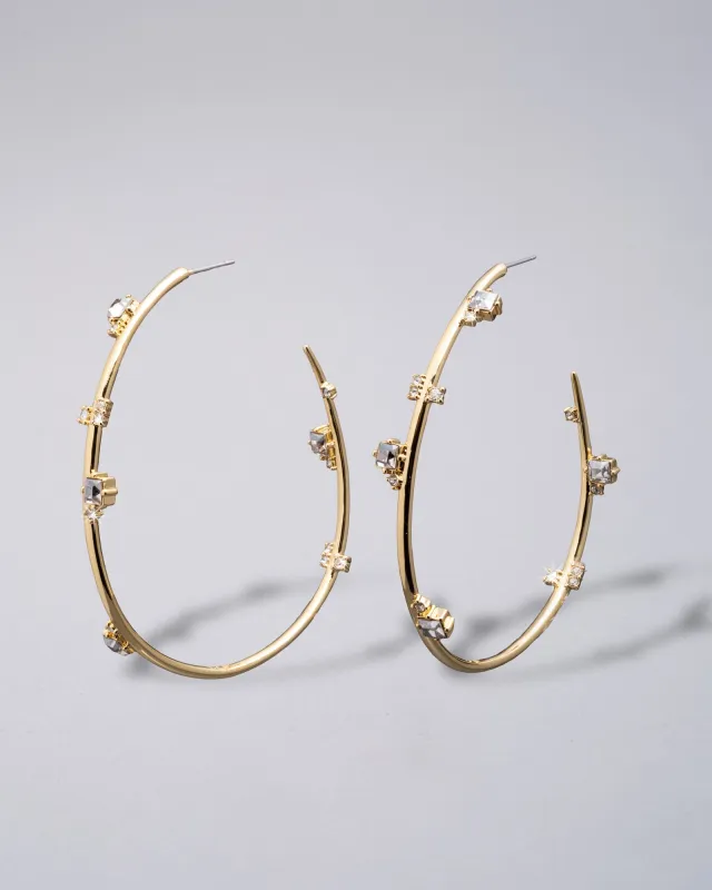 Jagged Crystal Studded Gold Hoop Earring made by Alexis Bittar