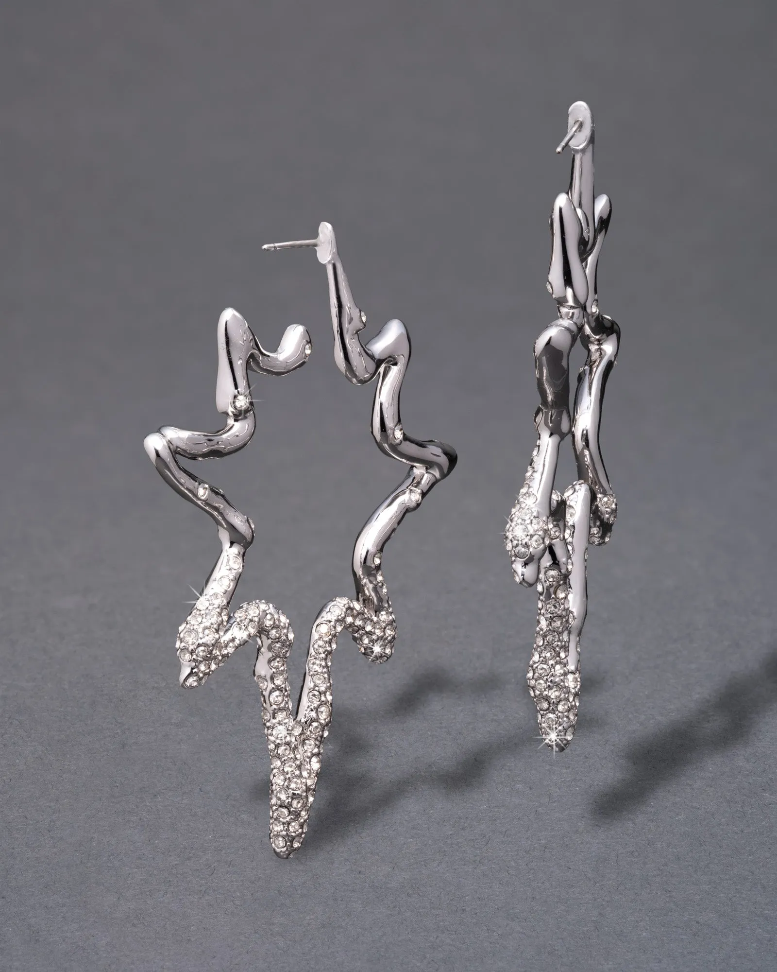 Starburst Pavé Silver Organic Hoop Earring sold by Alexis Bittar product image thumbnail 3