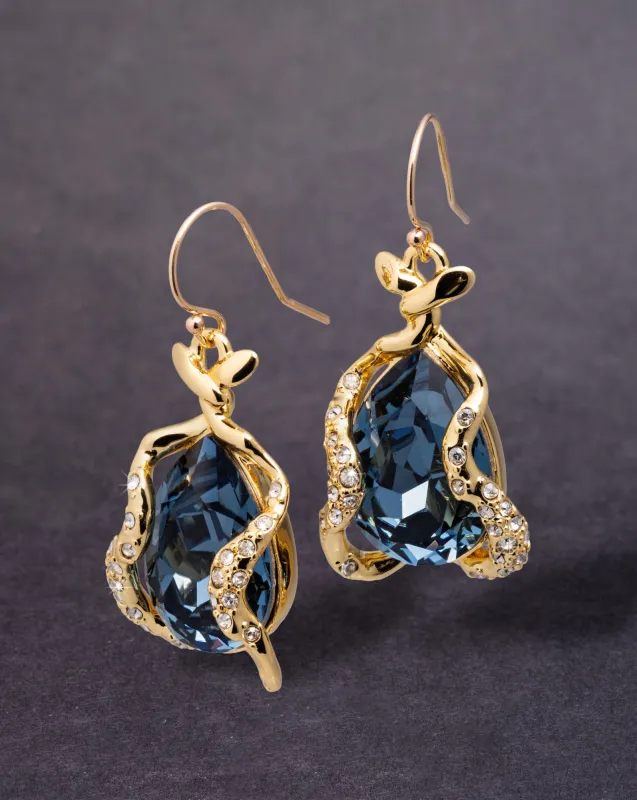 Twisted Gold Crystal Drop Wire Earring- Sky made by Alexis Bittar