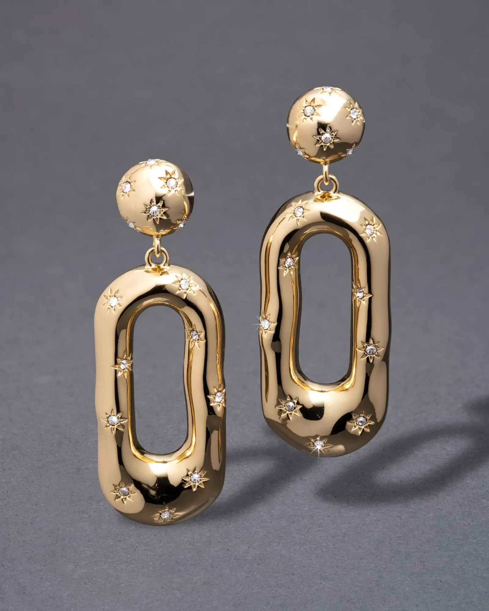 Starburst Crystal Gold Link Post Earring sold by Alexis Bittar