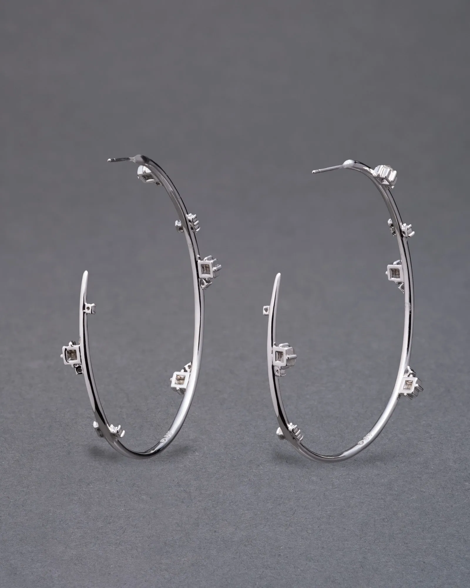 Jagged Crystal Studded Silver Hoop Earring sold by Alexis Bittar product image thumbnail 3