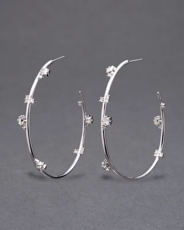 Jagged Crystal Studded Silver Hoop Earring made by Alexis Bittar