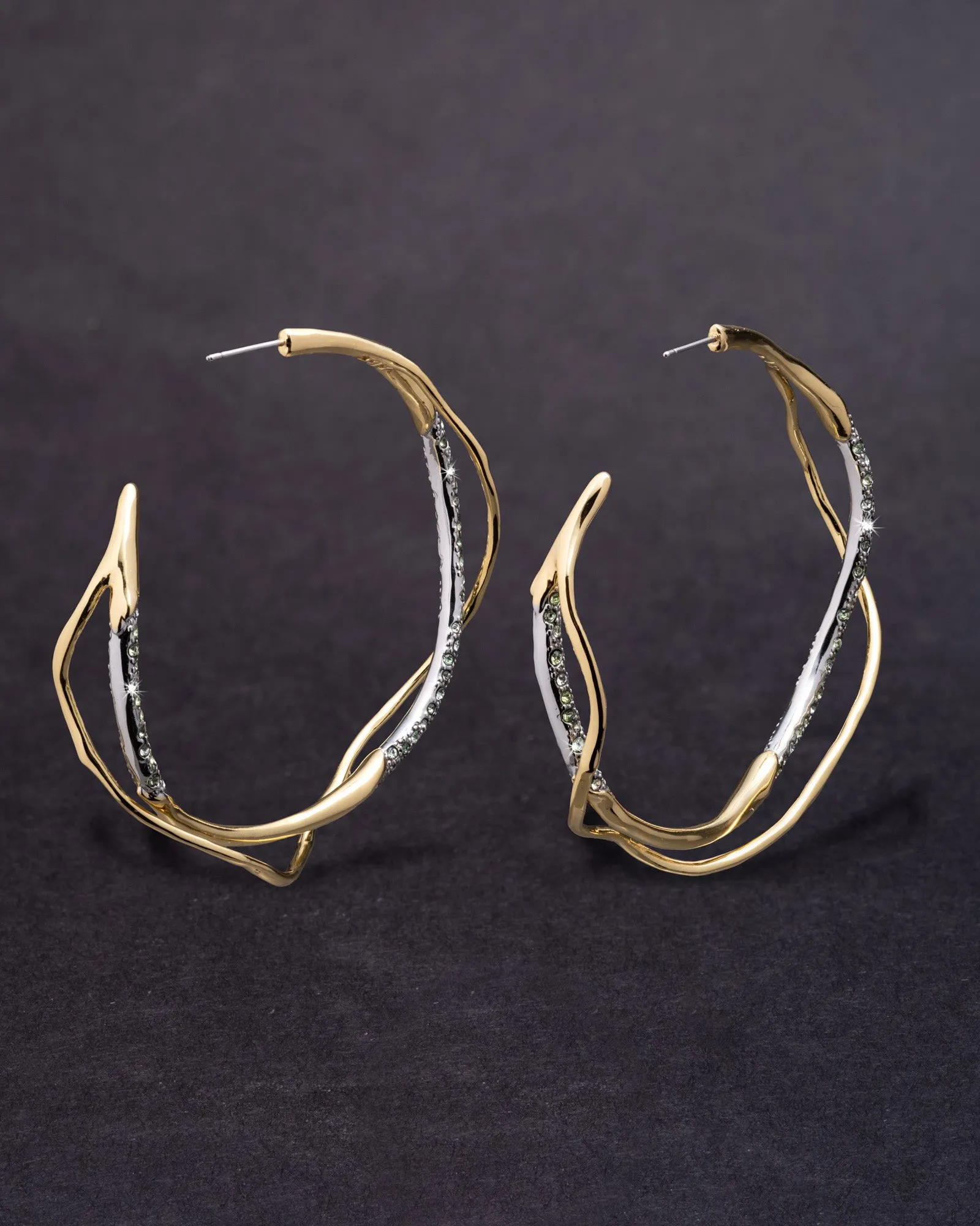 Intertwined Two Tone Pave Hoop Earring- Basil sold by Alexis Bittar product image thumbnail 3