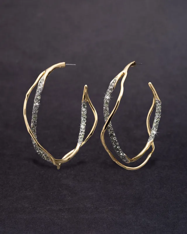 Intertwined Two Tone Pave Hoop Earring- Basil made by Alexis Bittar