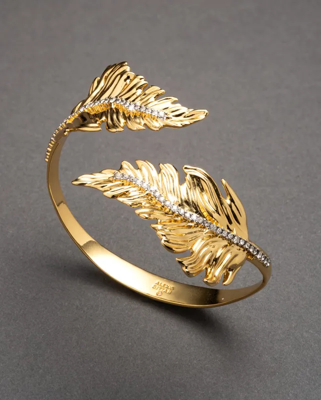 Double Pavé Feather Bypass Cuff Bracelet made by Alexis Bittar