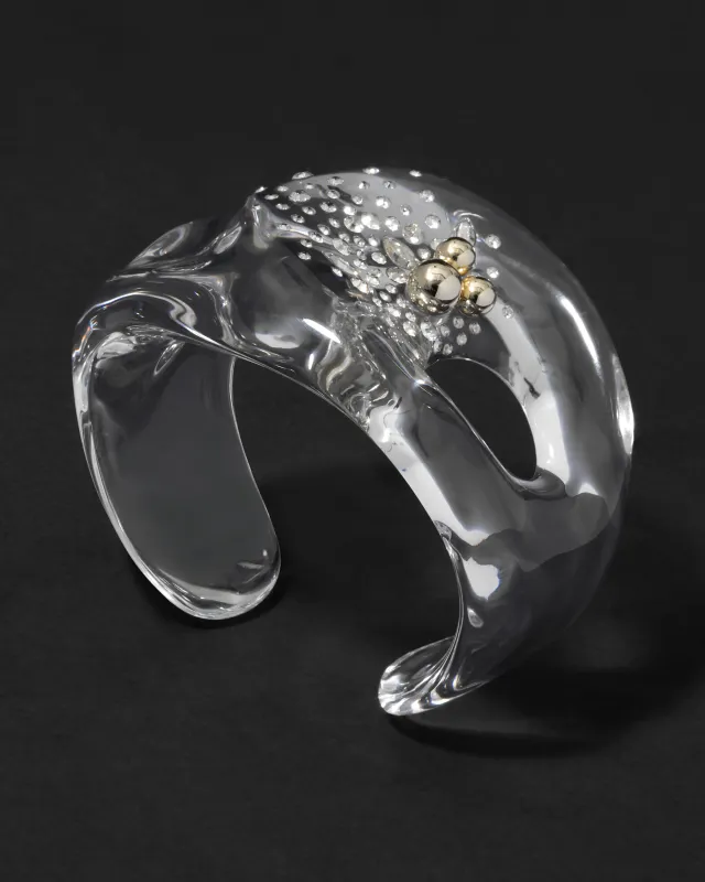 Archive Crystal Encrusted Starburst Studded Lucite Hinge Bracelet made by Alexis Bittar