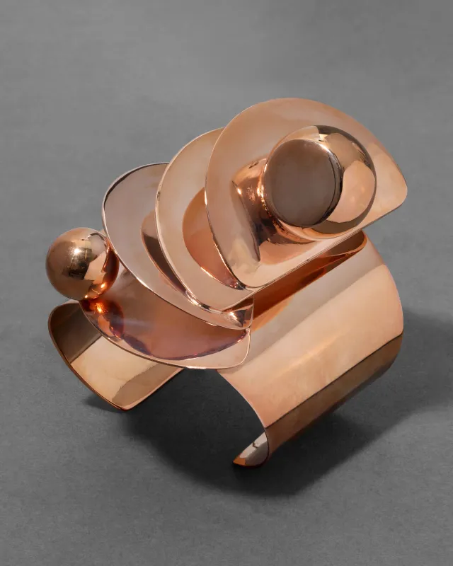 Archive Modernist Orb Layered Rose Gold Cuff Bracelet made by Alexis Bittar