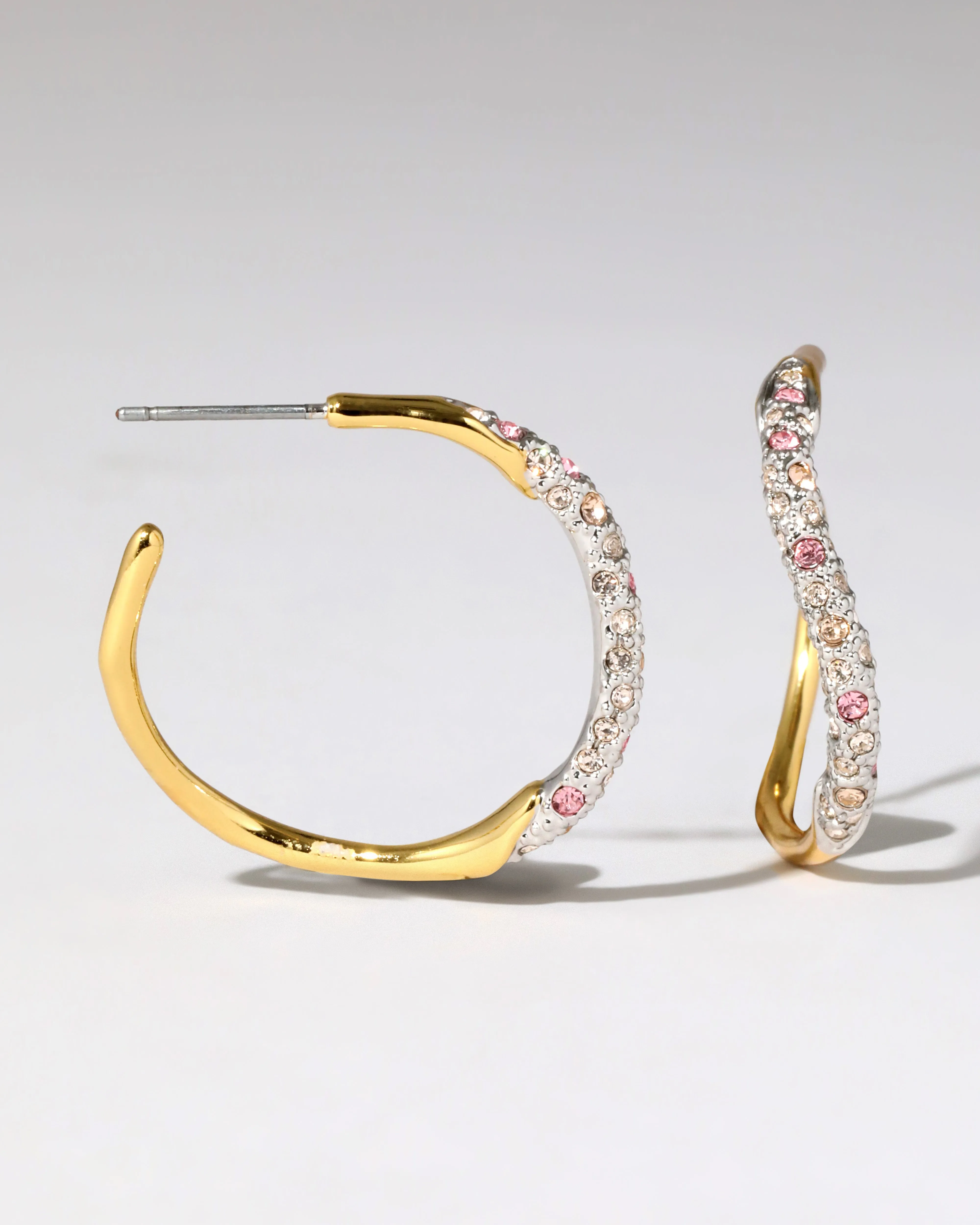 Two Tone Pave Hoop Earring- Petal sold by Alexis Bittar product image thumbnail 5