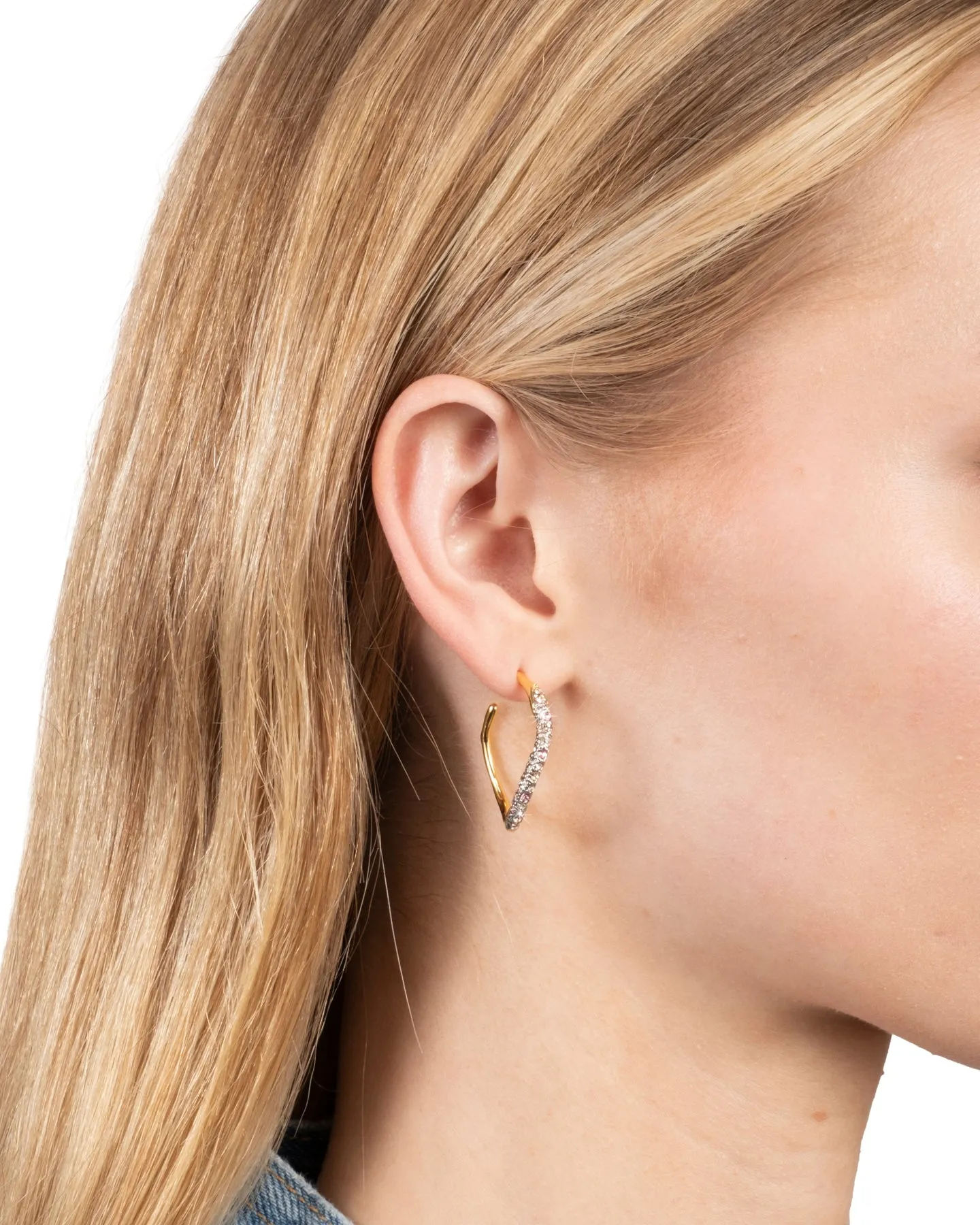 Two Tone Pave Hoop Earring- Petal sold by Alexis Bittar product image thumbnail 2