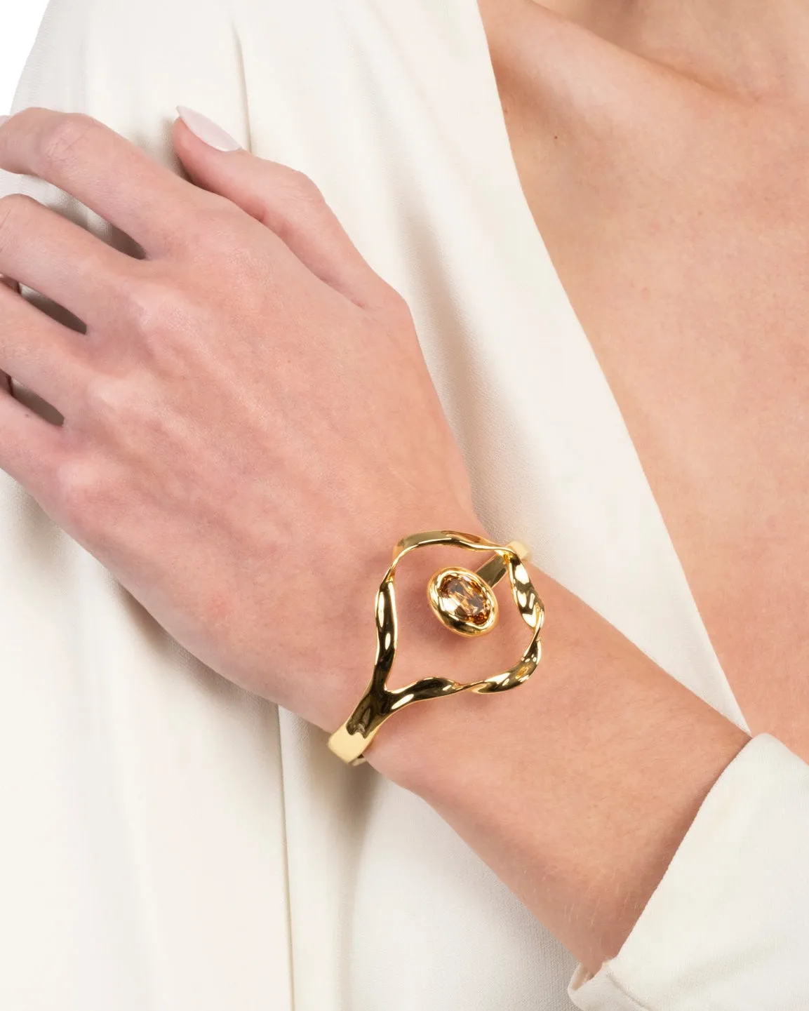 Crumpled Orbit Crystal Hinge Bracelet- Dune sold by Alexis Bittar product image thumbnail 2