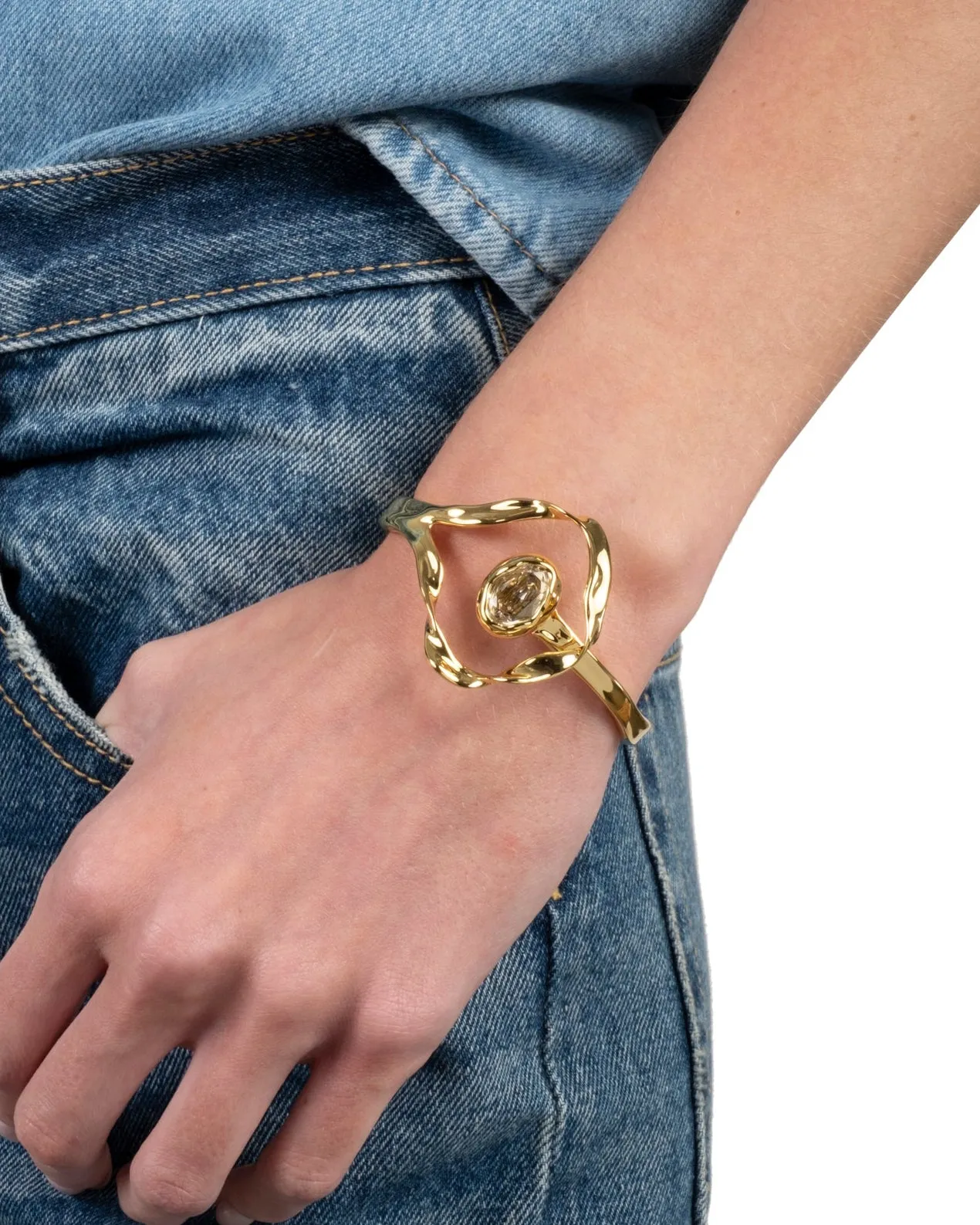 Crumpled Orbit Crystal Hinge Bracelet- Dune sold by Alexis Bittar product image thumbnail 4
