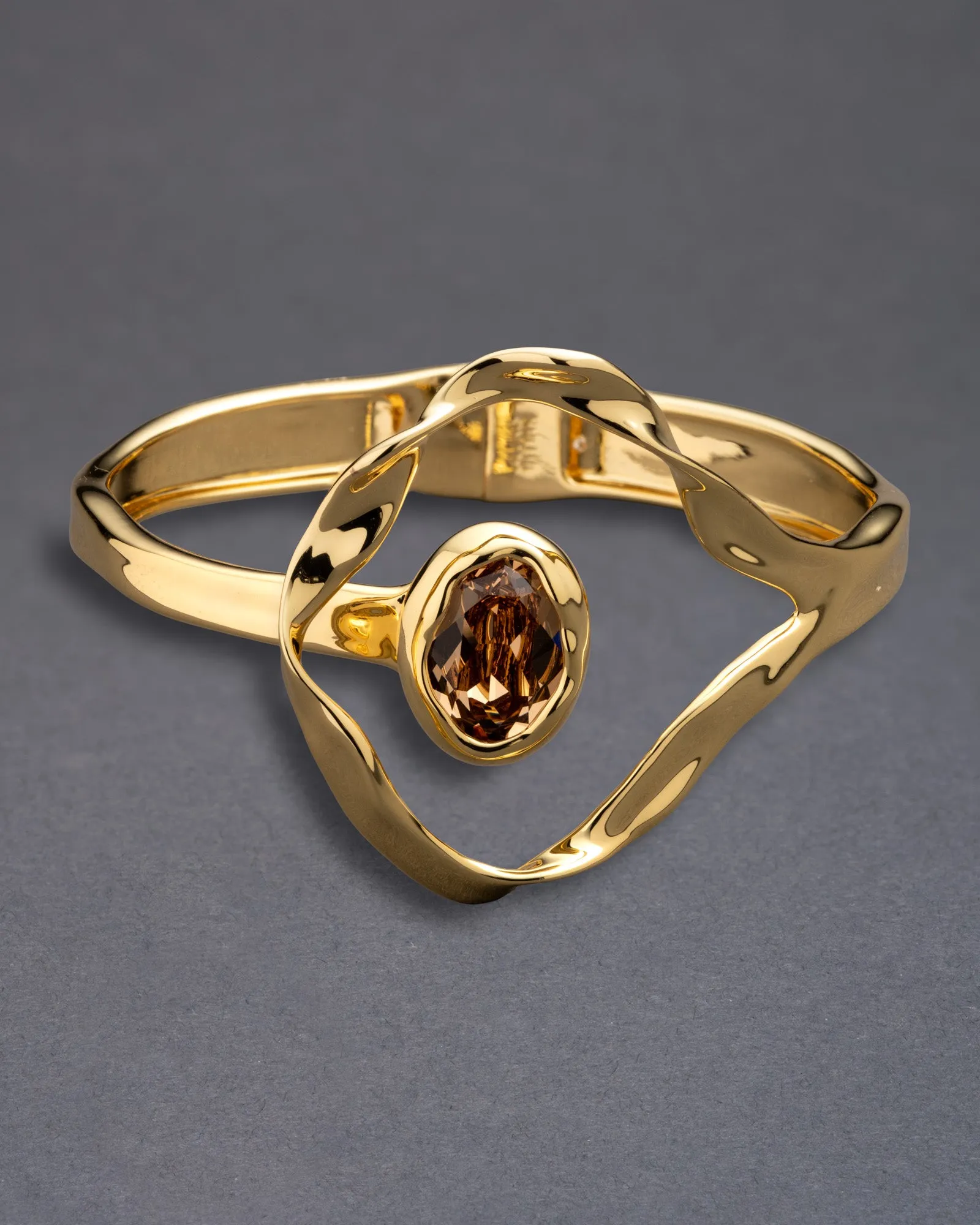 Crumpled Orbit Crystal Hinge Bracelet- Dune sold by Alexis Bittar