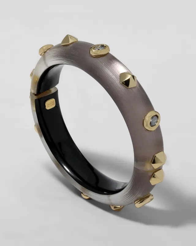 Archive Stone Studded Small Lucite Hinge Bracelet - Rose Grey made by Alexis Bittar