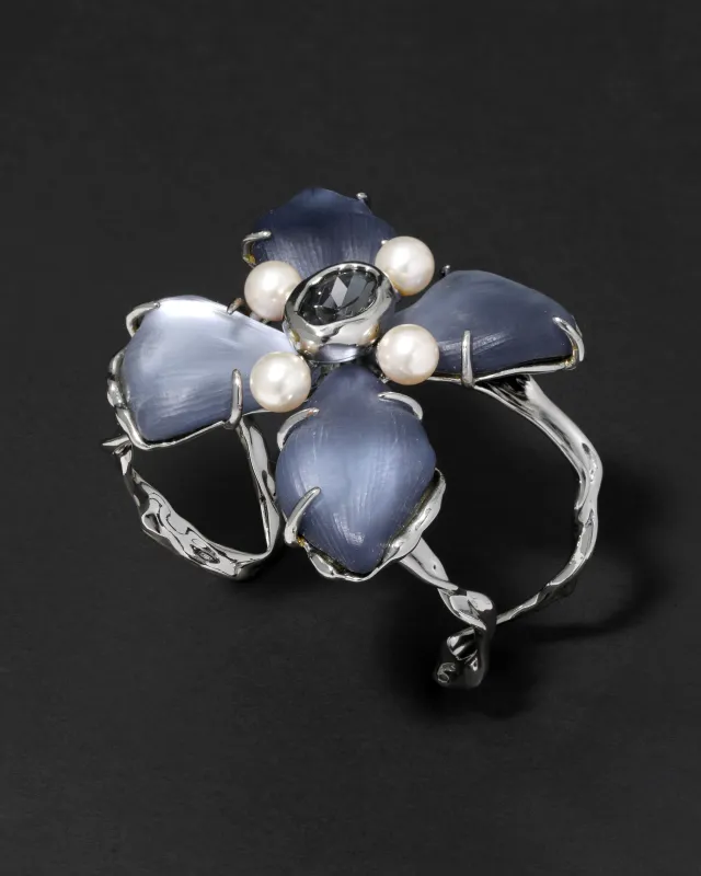 Archive Byzantine Lucite Flower Cuff Bracelet - Ocean made by Alexis Bittar